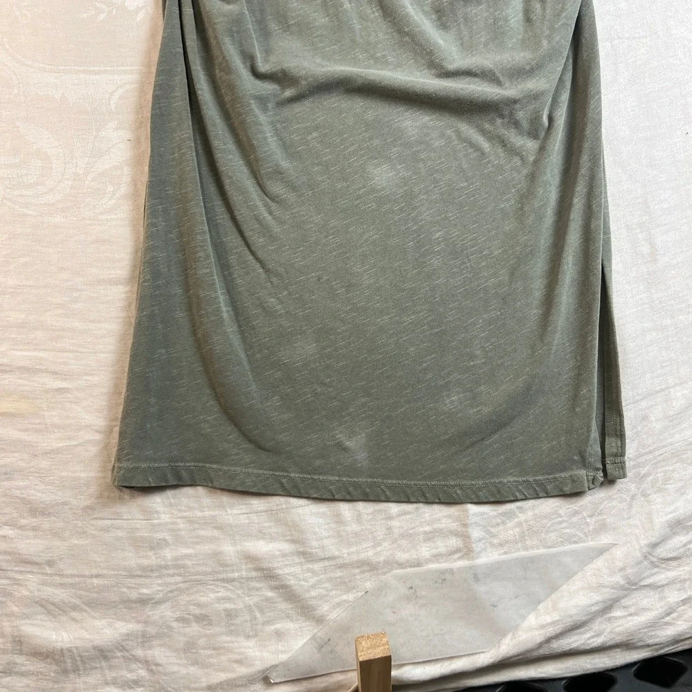 SUNDRY Maxi Dress Size 2 Ruched Side Tie Tank Olive‎ Green Made USA